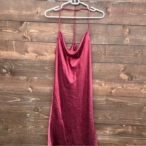 Resident Los Angeles Burgundy Silk Midi Dress Size Small
